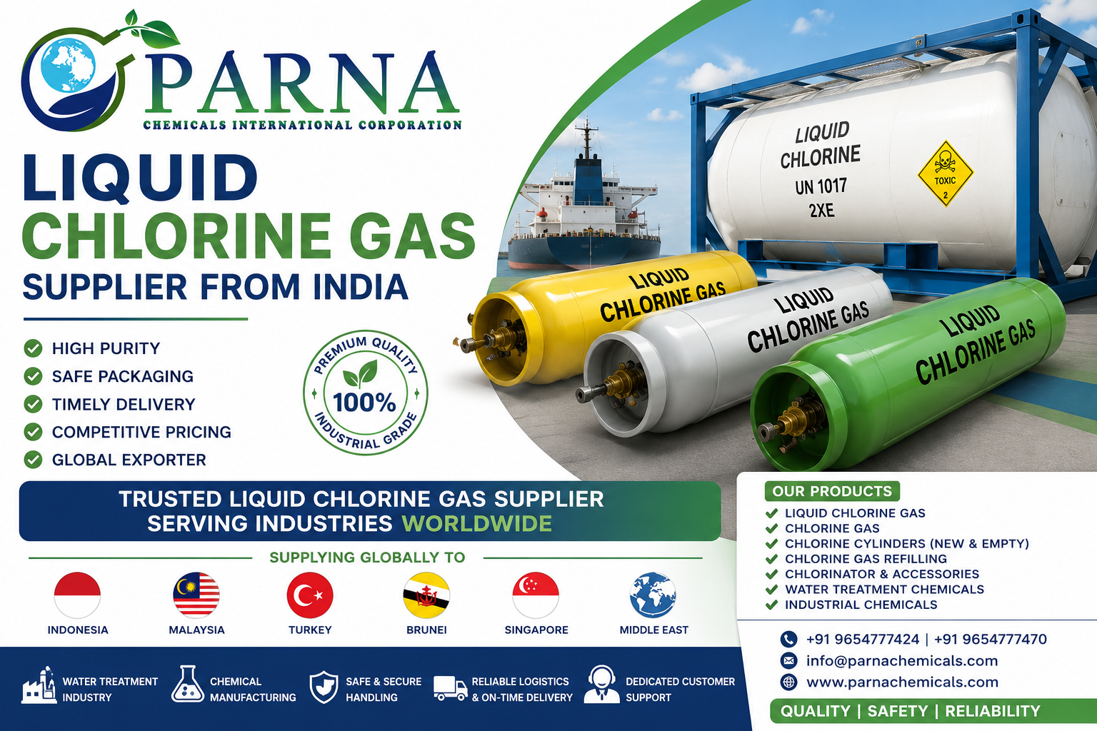 Liquid Chlorine Gas Supplier from India